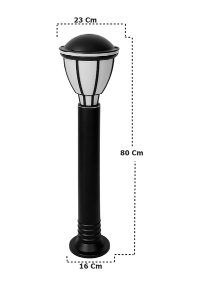 Kupa 80 Cm Bahçe Yol Aydınlatması Zita Set Üstü Bahçe Direkleri Siyah