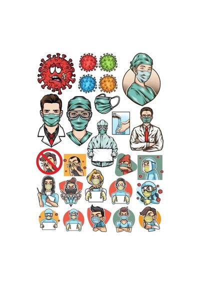Doktor Virüs Temalı Sticker Set 15 Parça Telefon, Tablet, Defter, Laptop Sticker