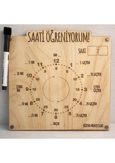 Saati Öğreniyorum Kalem Silgi Ahşap Eğitim Seti İlkokul Eğitici Ahşap Oyuncak Etkinlik Seti Öğrenme