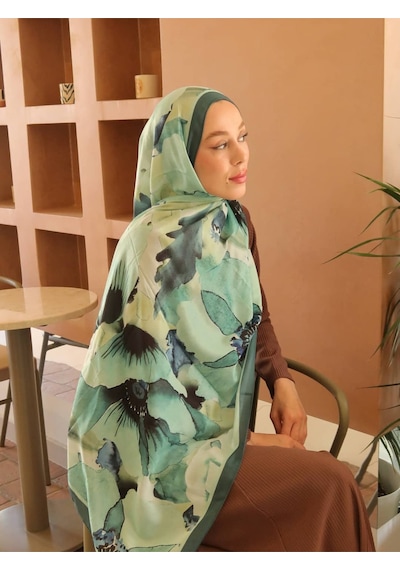 Moda Kaşmir Livora Desen Pamuk Şal Koyu Petrol