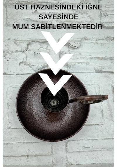 Metal Nostalji Mumluk & El Şamdanı Kendinden Iğneli Acı Kahve Oksit Kulp Turna2623-3 Diğer