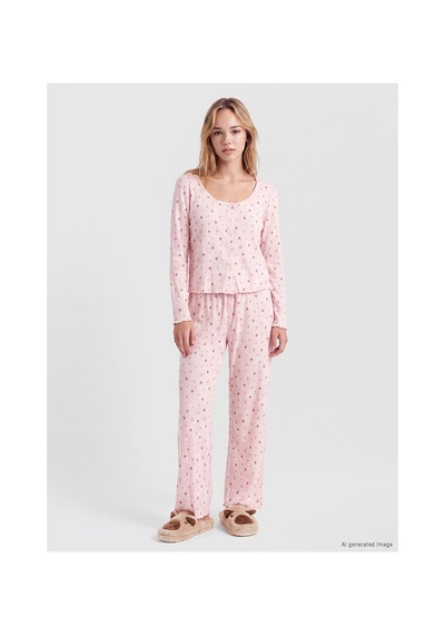 Lcw Dream Pembe U Yaka Desenli Kadın Pijama Takım