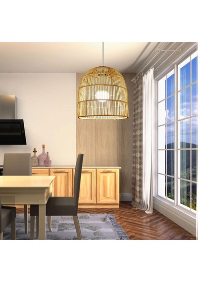 Suntek Rattan Abajur Avize Işık Fikstürü Kapak Art 25cmx26cm Bej