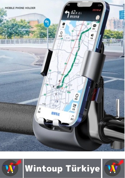 360 Derece Döner Yan Alt Sabitleyici Dikey Yan Kullanım Scooter Motor Bisiklet Gidon Telefon Tutucu