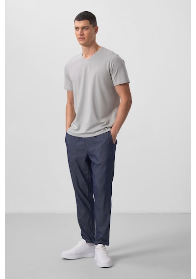 Tommy Life Taş Basic Kısa Kol Standart Kalıp V Yaka Erkek T-shirt - 87912 Taş