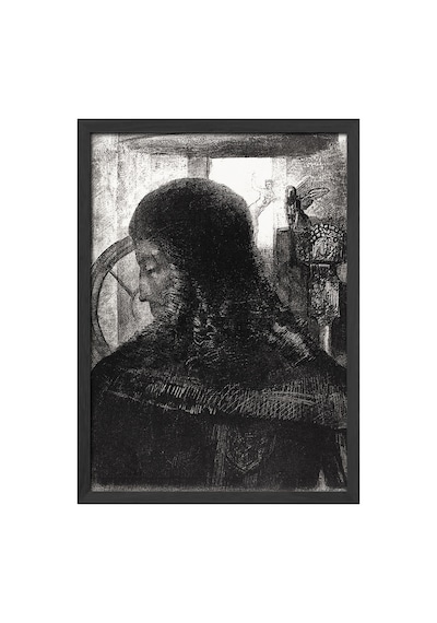 Shadow Gaze Siyah Ahşap Çerçeveli Poster, Dekoratif Soyut Monokrom Duvar Tablosu
