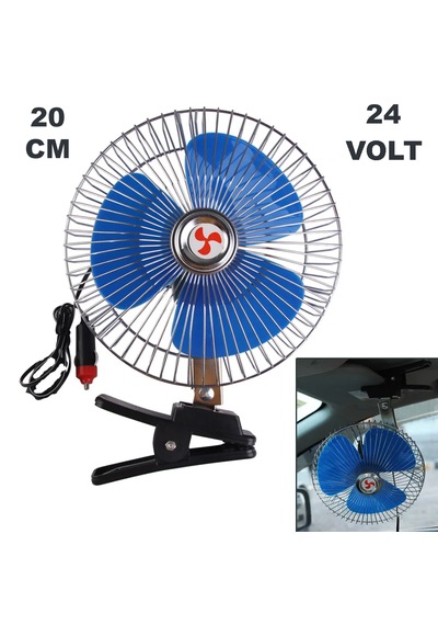 Araç İçi Fan Oto Vantilatör 24 Volt Mandallı 8 İnç 24V-8"