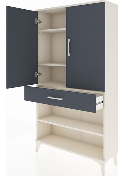 Arges Dolap 4 Raflı Tek Çekmeceli 2 Kapaklı 88x30x163 Aytaşı-... Aytaşı