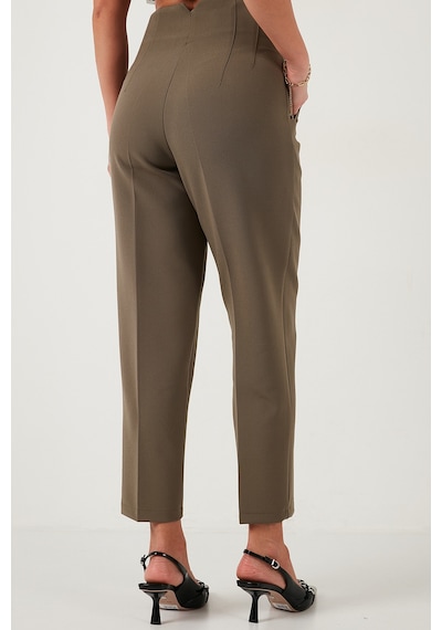 Lela Regular Fit Yüksel Bel Düz Paça Havuç Bayan Pantolon 68350109 Haki
