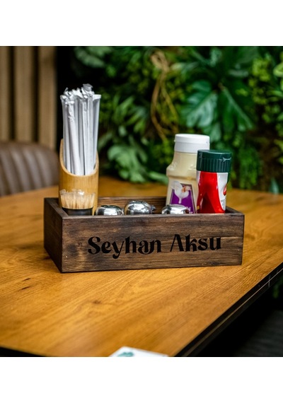 Kişiye Özel İsimli Doğal Ahşap Mutfak Dispenser Düzenleyici Model-2