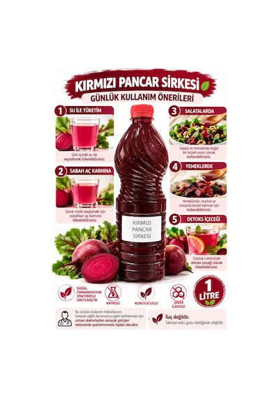 Kırmızı Pancar Sirkesi 1 Lt.