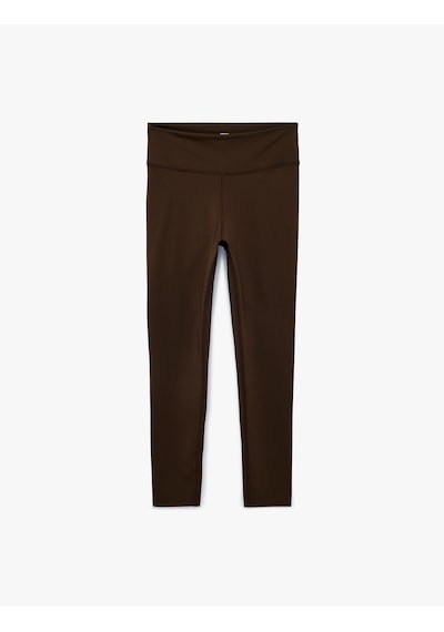 Koton Yüksek Bel Slim Fit İnterlok Spor Tayt Kahverengi 6sak40119nk Kahve