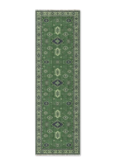 Salon Halısı Yeşil Etnik Desenli Kaymaz Taban Th-3025-1 Yeşil - Lacivert 60 X 90
