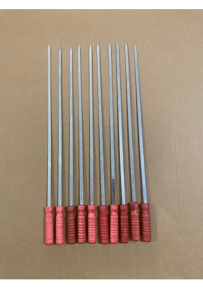 Mobilreyon- 10 Adet Ahşap Saplı Tavuk Kanat Şişi-kuşbaşı Sebze Domates Şiş-boy 55 Cm-en-7mm