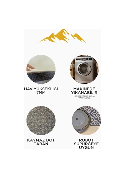 3d Modern Desenli Yuvarlak Dijital Baskı Kaymaz Tabanlı Halı H0336 Renkli