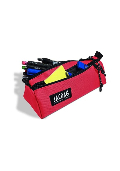 Jacbag Dual Prime İki Bölmeli Üçgen Kırmızı Kız Çocuk Kalem Çantası Çok Renkli
