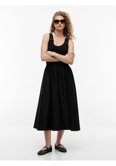 Tommy Hilfiger 5x2 Rıb Mıx Medıa Dress Kadın Siyah Elbise - Ww0ww49939
