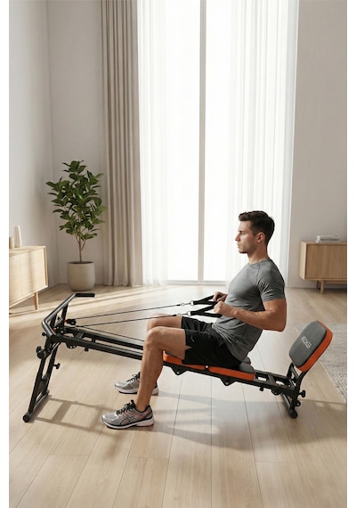 Yeni Nesil Çok Fonksiyonlu Ayarlanabilir Spor Bench Sehpası Direnç Lastikli, Katlanabilir Ve Teker