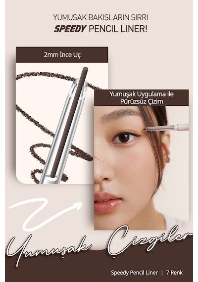 Suya Dayanıklı Kolay Kullanım Sunan Göz Kalemi Peripera Speedy Pencil Liner 1 Melloy Black