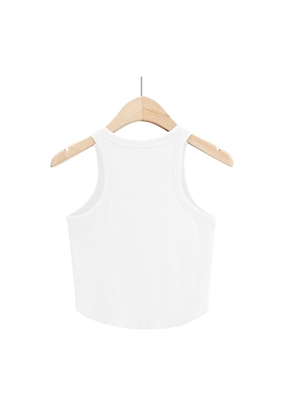 Liona Kadın Oval Etekli Beyaz Renk Bisiklet Yaka Crop Top Bluz 001