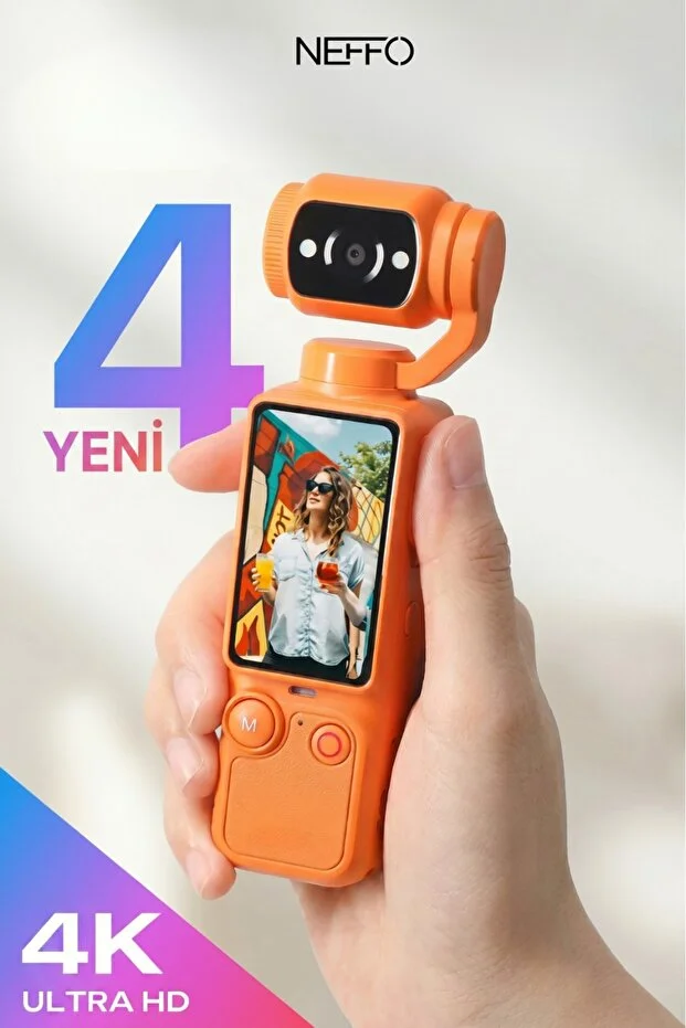 4k Hd Taşınabilir Vlog Spor Ve Aksiyon Kamerası 2.0" Döndürülebilir Ips Ekran Gimbal Kamera Turuncu