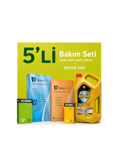 Filtron-waben Renault Clio 1.5 Dizel Filtre Bakım Seti-texaco 5w30 5 Lt 2013-2019 4 Lü