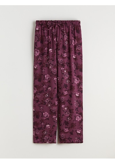 Lcw Dream Kırmızı Petite Gömlek Yaka Çiçekli Kadın Pijama Takımı