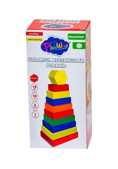 Ony-393 Ahşap Dikdörtgen Renkli Kule - Onyıl Oyuncak