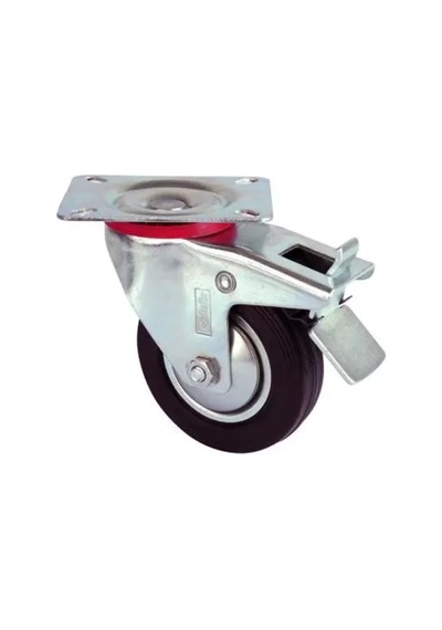 Servis Tekeri - Tablalı Frenli Siyah Döner - Çap 80 Mm Siyah