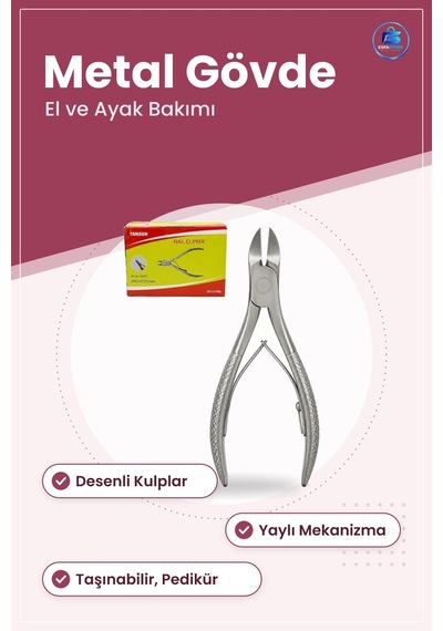 Tırnak Makası Pensi Kesici Metal Gövdeli Pedikür Manikür El Ve Ay