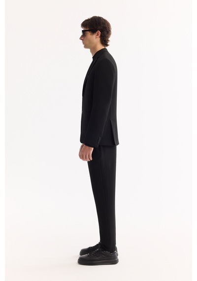 Avva Erkek Siyah Mono Yaka Bi-stretch Hafif Çizgili Blazer Comfort Slim Fit Ceket A52y4004 Avva Erkek Siyah Mono Yaka Bi-stretch Hafif Çizgili Blazer Comfort Slim Fit Ceket A52y4004