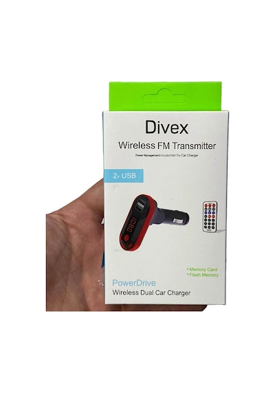 Divex Kumandalı Çakmaklık Girişli Araç Fm Transmitter Bluetooth 2xusb - Sd Kart Kırmızı Dt-600
