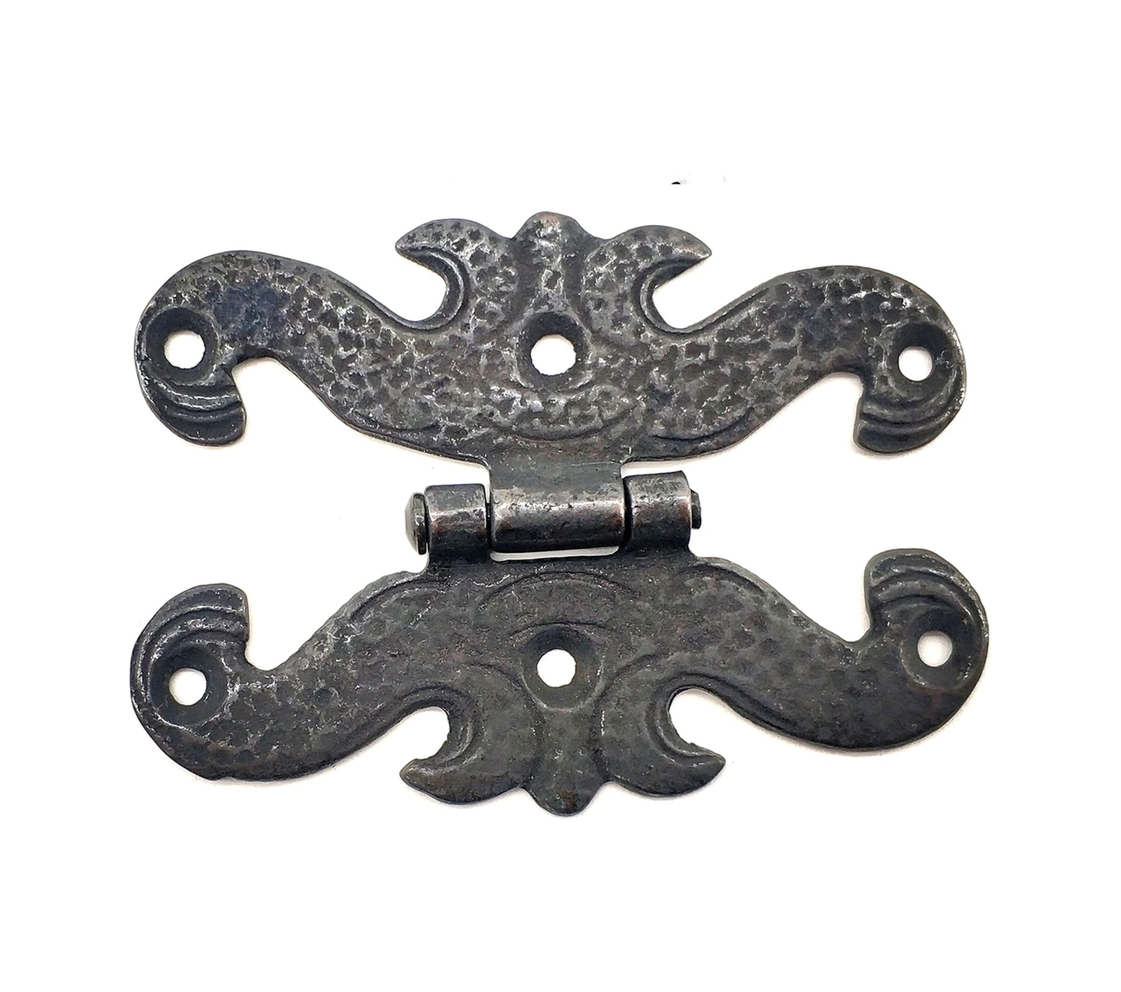 Antika Tarz Dekoratif Pirinç Menteşe - 63x45 Mm, Oksit Çok Renkli