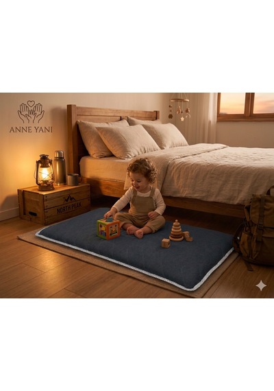 Zish Tekstil Flexı 5 Cm 120x200 Katlanır Kamp Yatağı Karavan, Misafir Ve Anne Yanı Yatağı Koyu Mavi