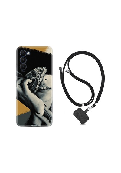 Tecno Camon 18P Kilif Boyun Askili Butterfly Girl 1837 542893497