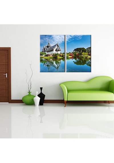 Şato Ve Doğa Kanvas Tablo 100x90cm
