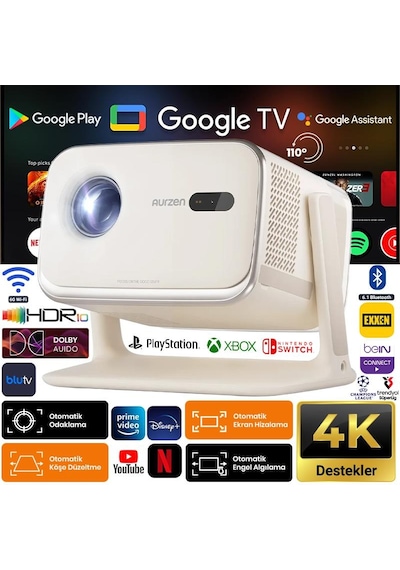 Vankyo Aurzen Boom Mini Android Google TV 4K Destekli Projeksiyon Cihazı