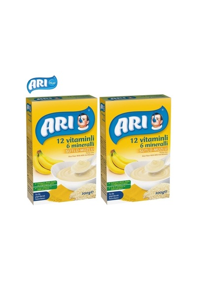 Arı Mama Pirinç Unu 200Gr Sütlü-Muzlu 12 Vitminli 6 Minarelli (2