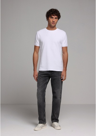 Colin's Colins Regular Fit Yuvarlak Yaka Jakarlı Erkek Beyaz Kısa Kol Tişört Cl1077331 Q1.v2 Wht