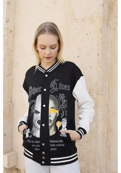 Nnstartshopping Oversize Kolej Ceket - Siyah Siyah