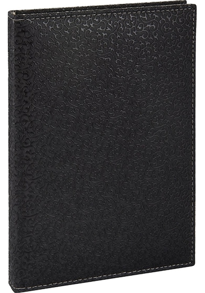 2K 2027 Yeni Yıl Deri Kapak Hilton Desen Ajanda Defter Tarihli Çizgili 17 X 24 CM - Siyah