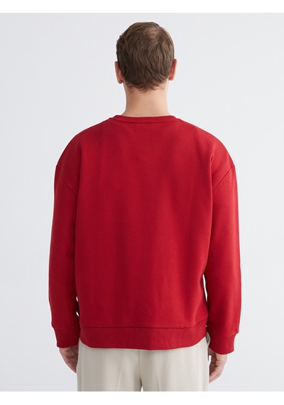 Lcw Vision Kırmızı Bisiklet Yaka Erkek Kalın Sweatshirt