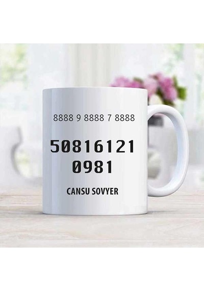 Sezgi Sayı Sekans Kişiye Özel Kupa Bardak Beyaz