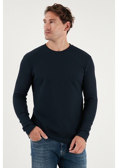 Buratti Pamuklu Bisiklet Yaka Slim Fit Basic Erkek Sweat 5905073 Lacivert