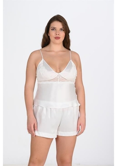 Primoda Aria's Closet Büyük Beden Ekru Şort Takımı Ekru