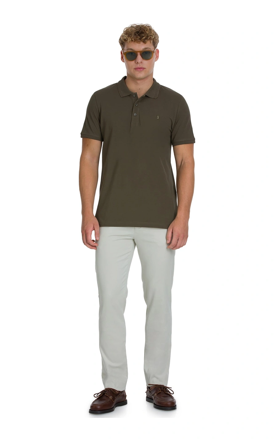 Hatemoğlu Haki Regular Fit 100% Pamuklu Polo Yaka Tişört 35220 497062