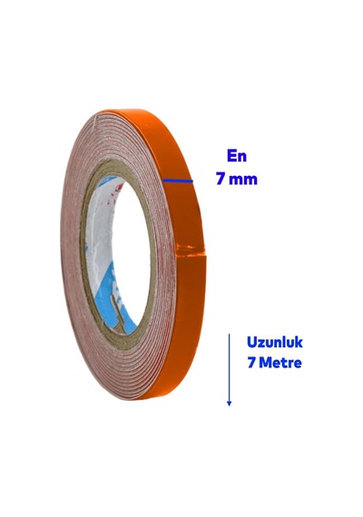 Badem10 Yapışkanlı Neon Bisiklet Motosiklet Araba Jant Bandı 7 Mm X 7 Metre Turuncu Reflektif Parlayan Bant Çok Renkli