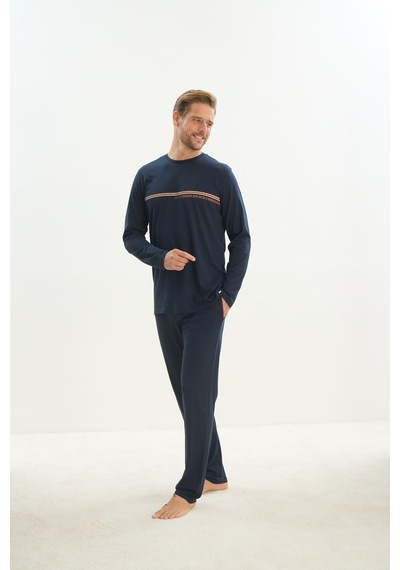 Sevim Erkek Uzun Kol Lacivert Pijama Takım C6t3n5o9 001