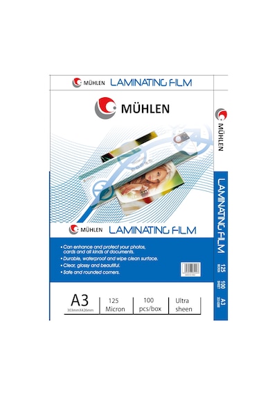 Mühlen Laminasyon Makinesi Filmi 125 Mc A3 1 Paket 100 Adet
