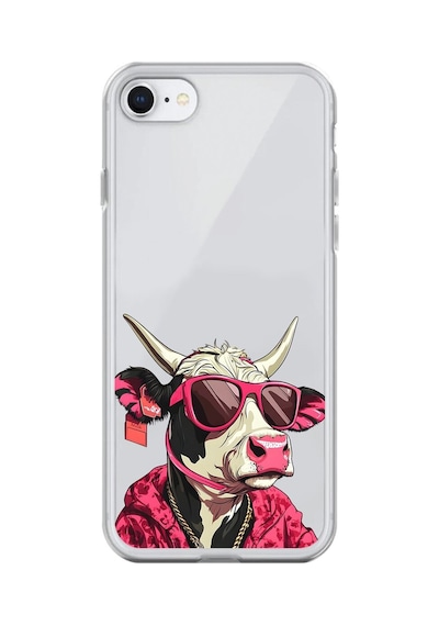 Apple Uyumlu iPhone 7 Şeffaf Kılıf Cool İnek Tasarımlı